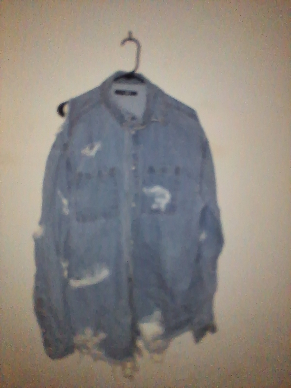 Fashion Nova Light Blue Distressed Denim Overshirt
